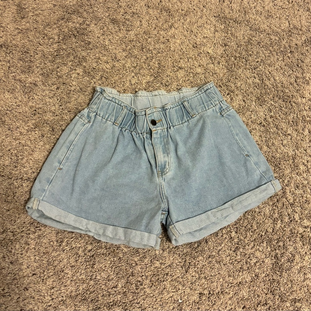Denim Paper Bag Shorts